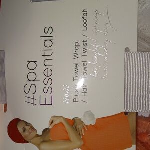 Brand new towel wrap, hair wrap and loofah
